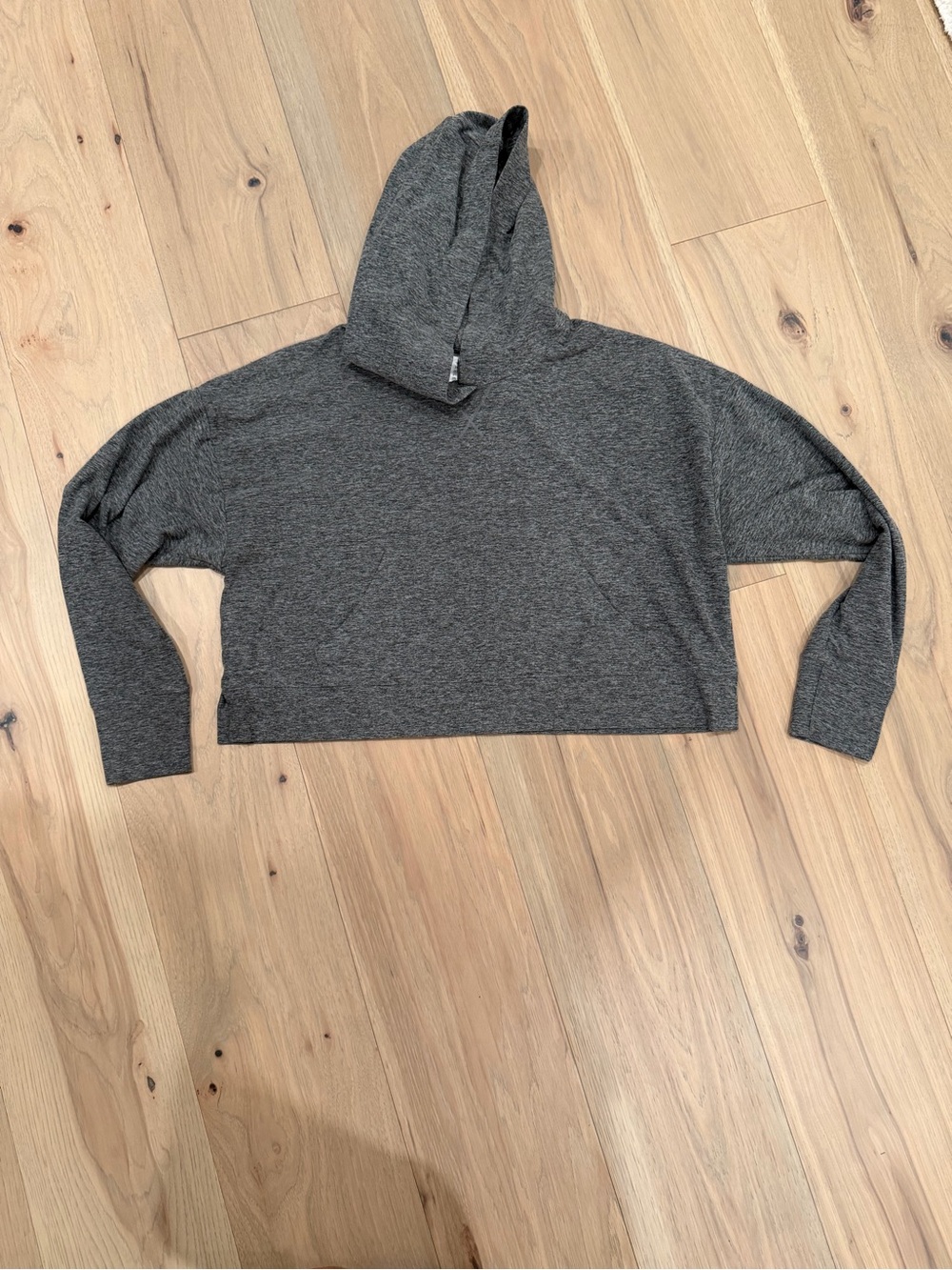 Fabletics Charcoal Cropped Hooded Sweatshirt